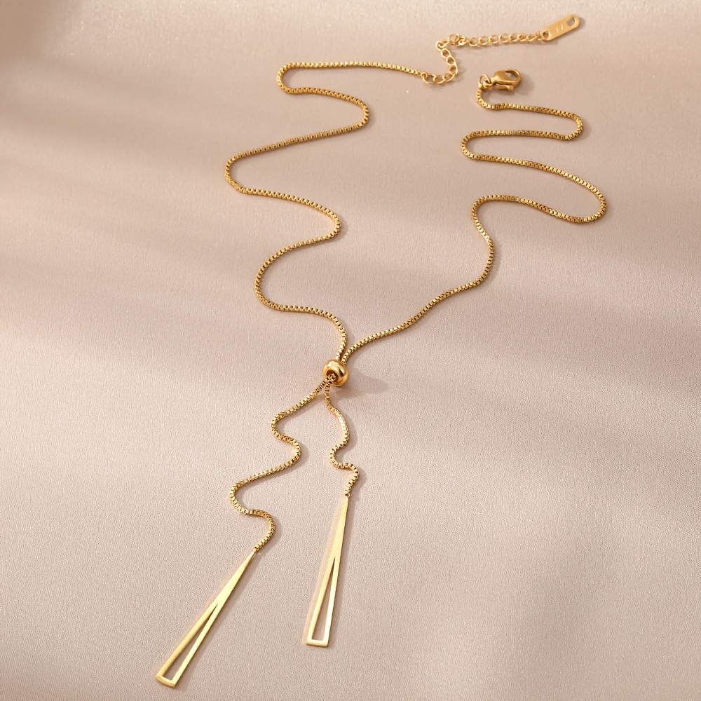 Women's Stainless Steel Y-Necklace with Long Triangular Tassel Pendant